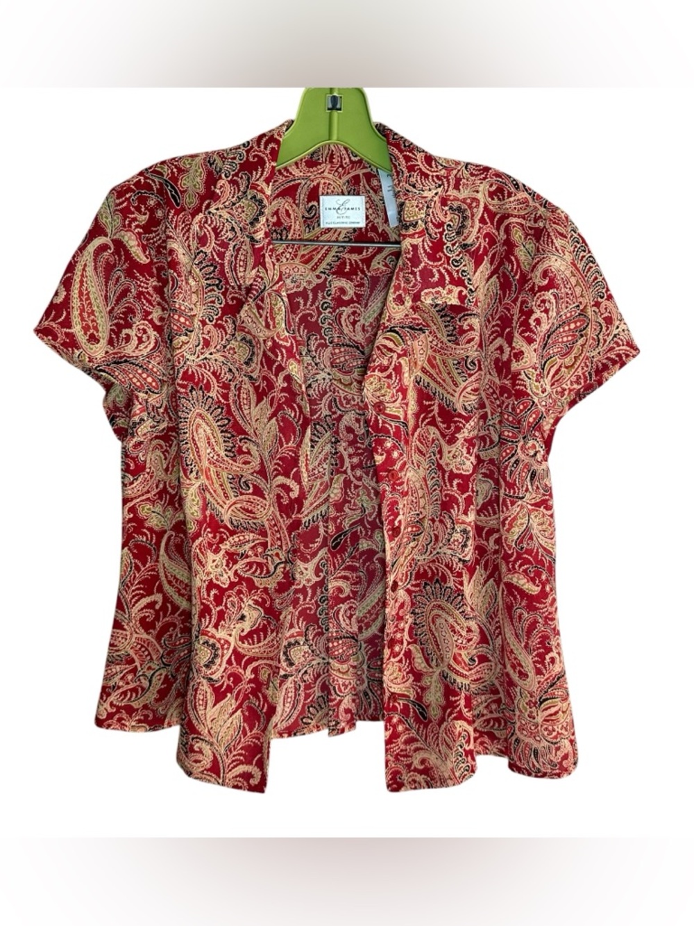 Emma & James red paisley print petite button-down blouse women’s size 12 petite